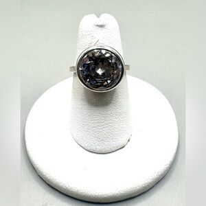 Silpada Sterling Silver Round Clear Gem Stack Ring R1790 Size 6.25